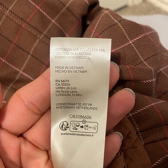 Free People Brown Checkered Skirt with Buttons NWOT - Picture 9 of 12